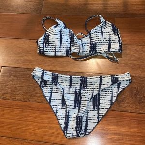 Navy and white bikini